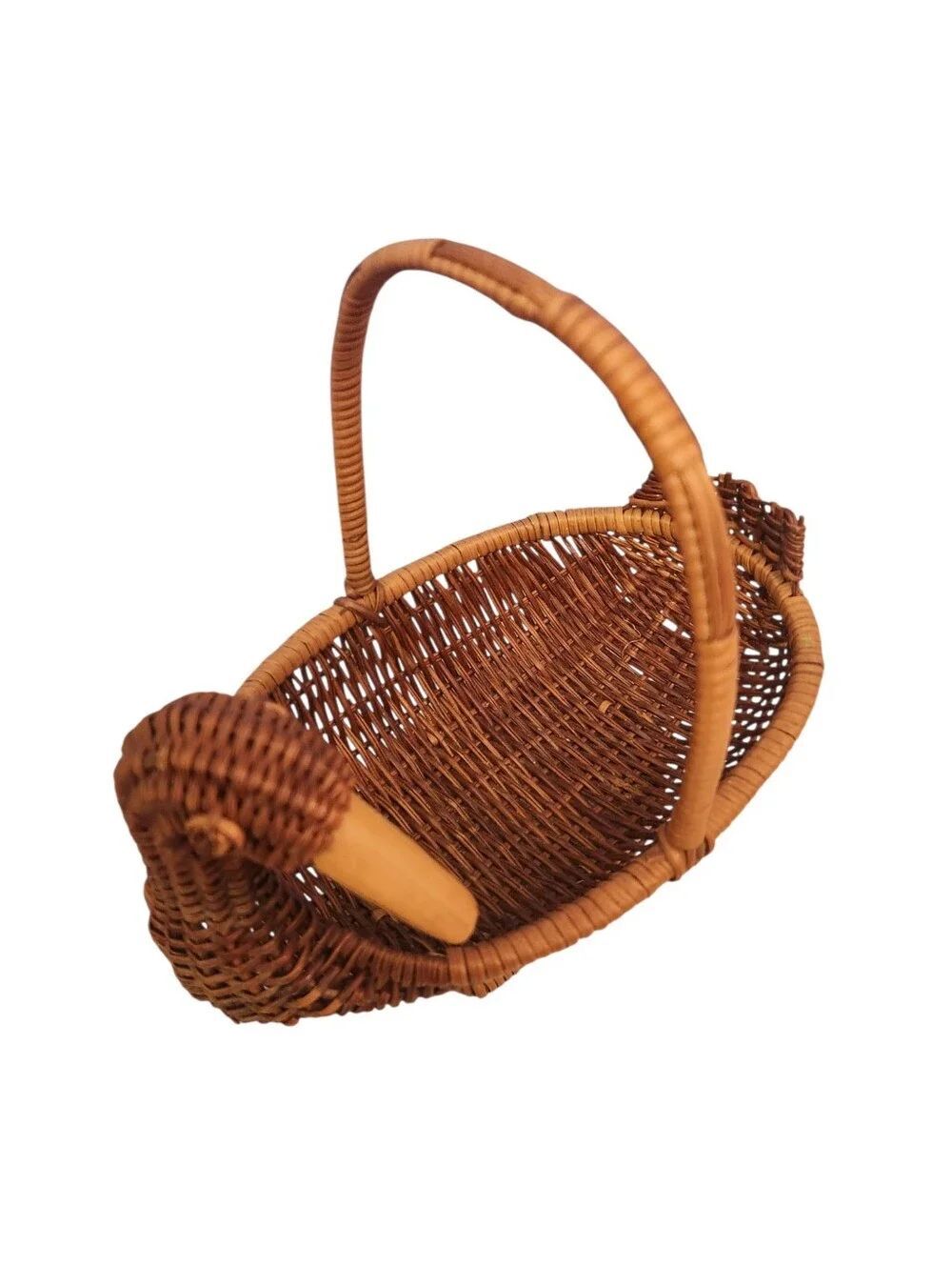 Vintage Goose Wicker Basket Cottagecore Small with Handle Farmhouse Decor - Picture 3 of 6